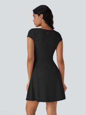 NWT (Large) Halara SoftlyZero™ Plush Square Neck Dress in Black